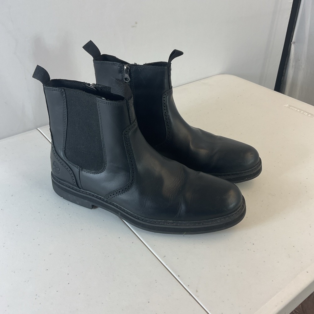 Timberland Squall Canyon WP‎ Chelsea Zip Boots Men's 11.5 Black Leather A297A